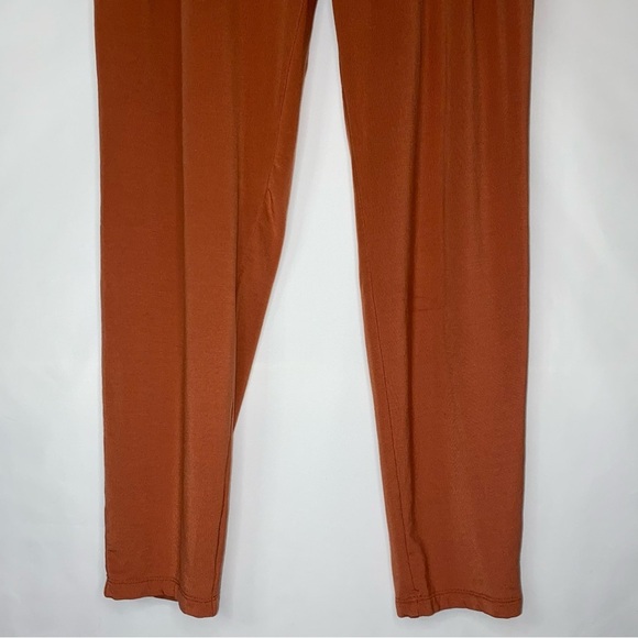 Garnet Hill Women's Easy Knit Terry Pants M Rust Belted Pleated Office Career - Picture 3 of 12